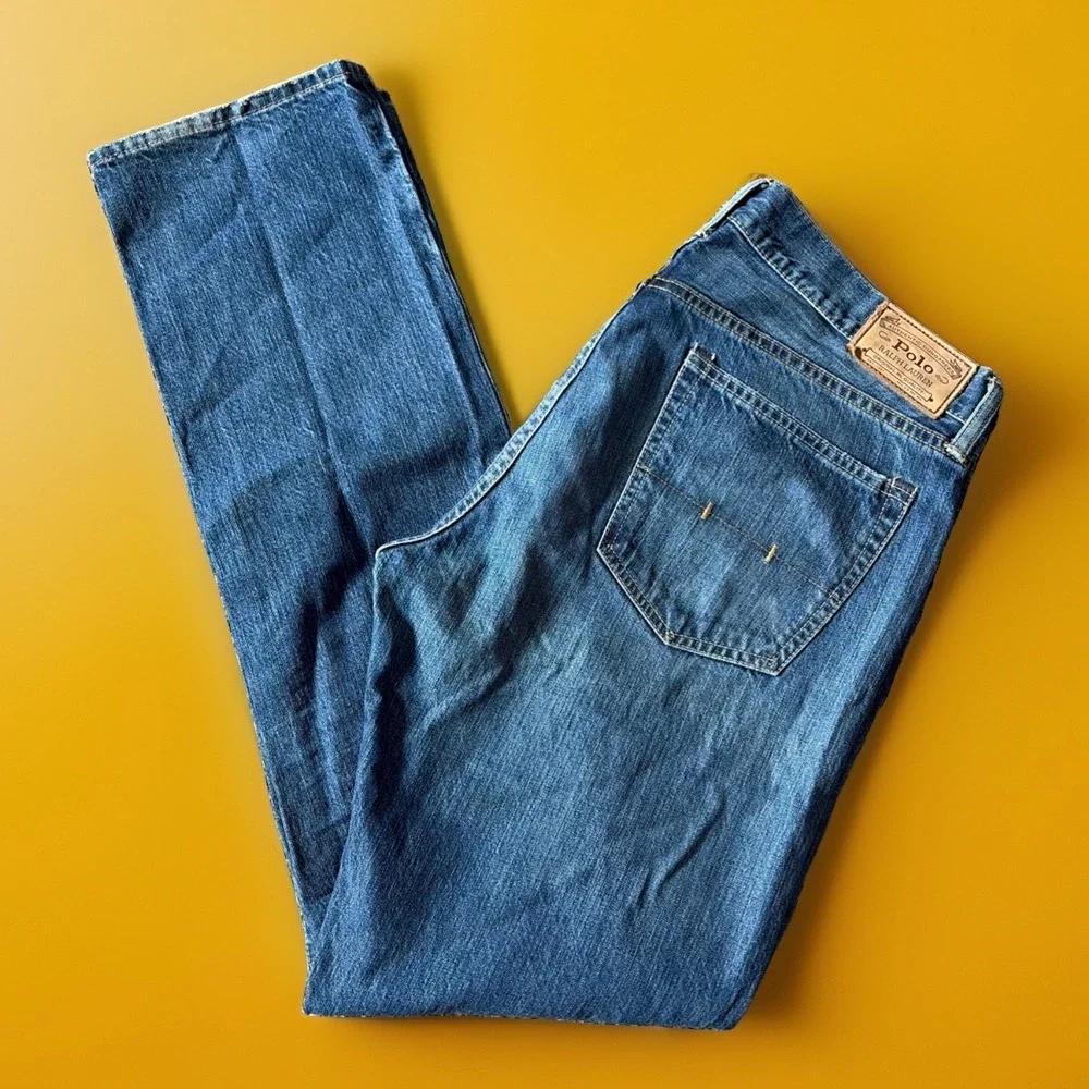 Vintage Polo Ralph Lauren Hampton Straight Blue Jeans Men 36x34 (tagged 34x34)
